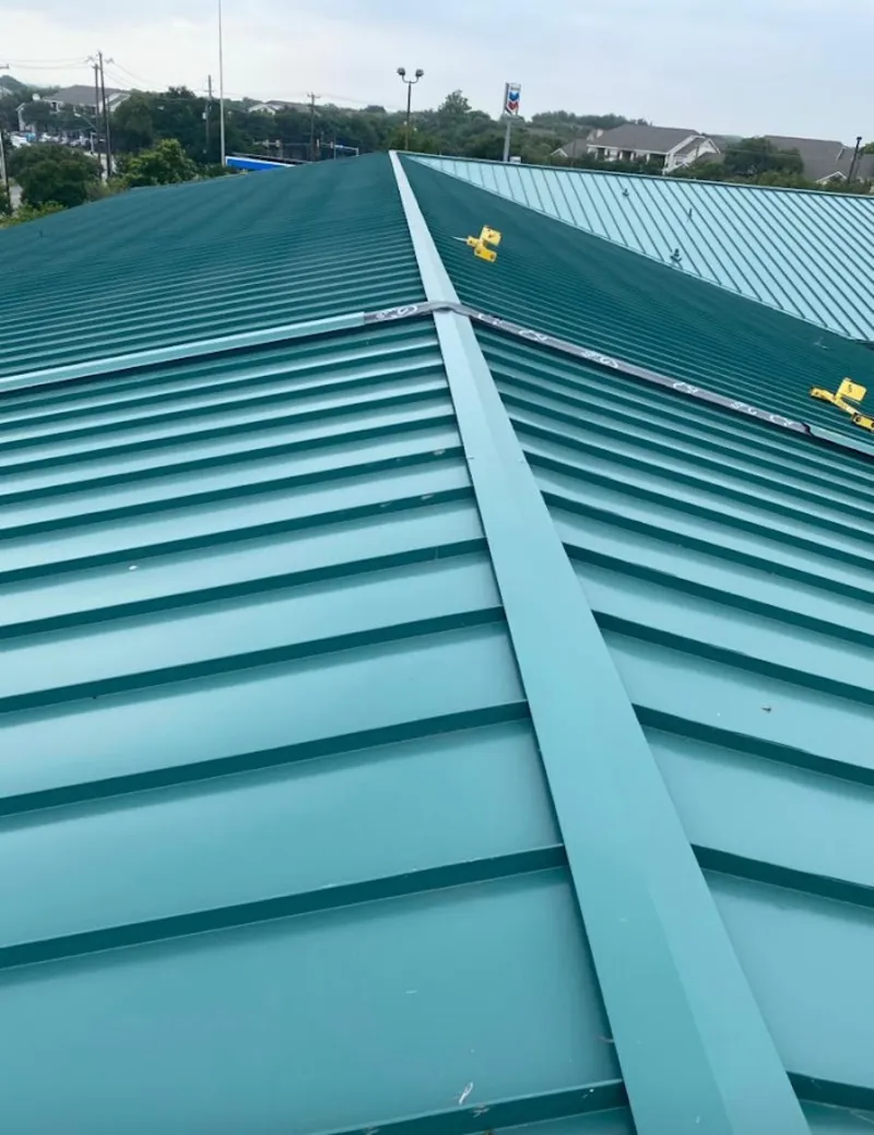 Green commercial metal roof ridge and valley for Metal Roof Repair in Mayfair